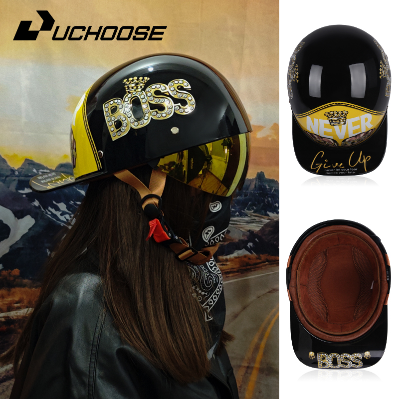 Motorcycle Gear Vintage - Capacete meio vintage para homens e