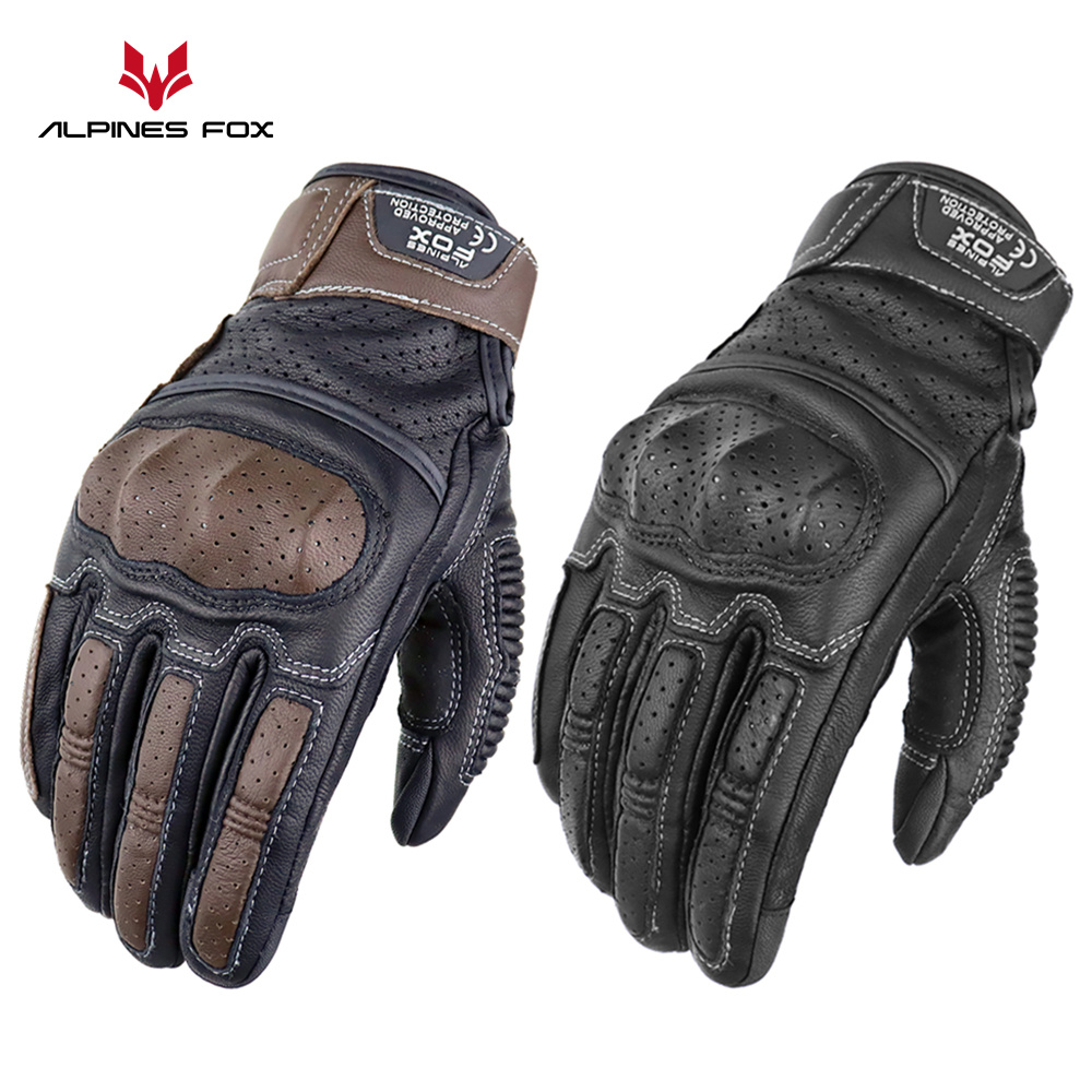 Motorcycle Gear Alpine - Luvas de motocicleta vintage couro genuíno